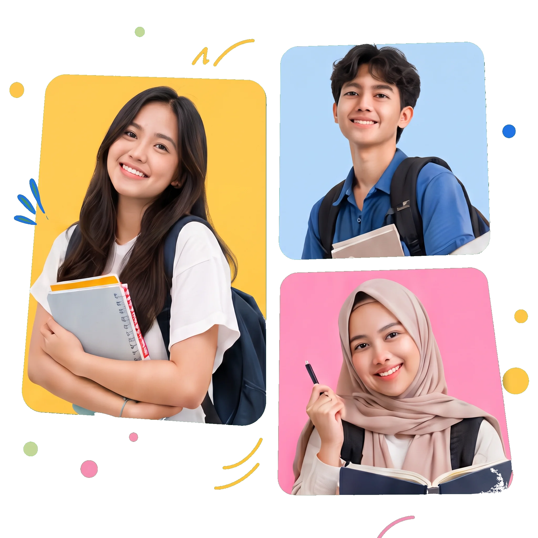 Siswa-siswi ceria bimbingan belajar Academy Plus